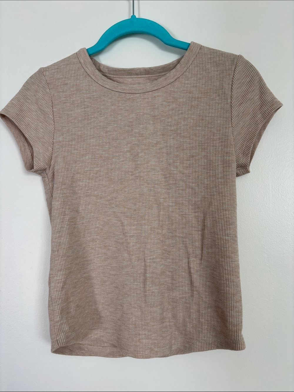 American Eagle Outfitters Waffle-Knit Tee in Tan